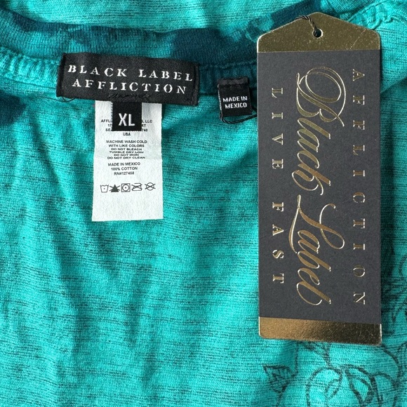 Affliction Black Label Men’s Tiger Rhinestone Short Sleeve T-shirt- XL /3XL -NWT - Picture 13 of 14